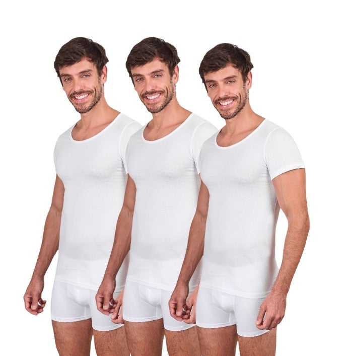 Dice® Men Half Sleeves Undershirt Bundle of 3 White  (100% Cotton) - Image 1